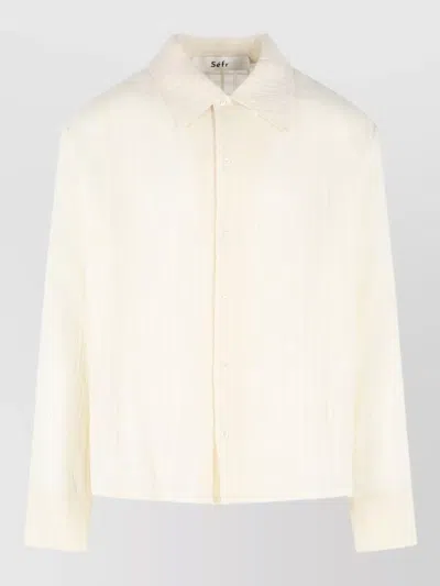 Séfr Ignacio Cotton Shirt Cuffed Long Sleeves In White