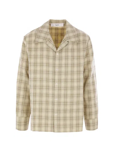 Séfr Ignacio Notched Collar Checked Shirt In Neutral