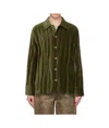 Séfr Ignacio Metallic Cotton-blend Velvet Shirt In Khaki