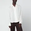 Séfr Ignacio Cotton Linen Checked Long Sleeve Shirt In White