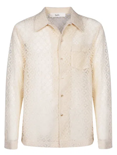 Séfr Jagou Embroidered Ivory Shirt In White