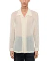 Séfr Jagou Camp-collar Open-knit Merino Wool-gauze Shirt In White