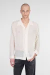 Séfr Jagou Camp-collar Open-knit Merino Wool-gauze Shirt In Neutral