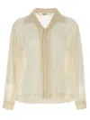 Séfr Jagou Camp-collar Open-knit Merino Wool-gauze Shirt In Neutral