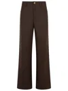 Séfr Wide-leg Wool Blend Trousers In Brown