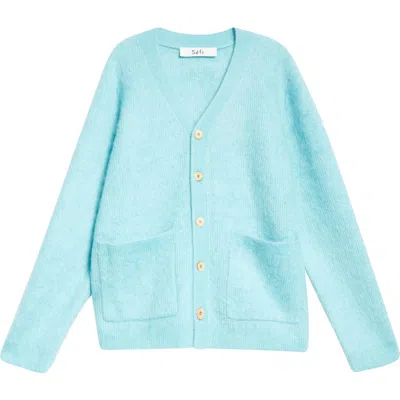 Séfr Kaito Ribbed Mohair-blend Cardigan In Blue