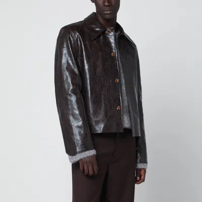 Séfr Keane Brown Jacket In Coated Polyester