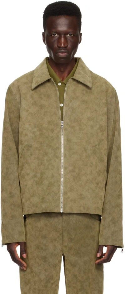 Séfr Khaki Bardem Faux-leather Jacket In Brown