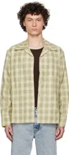 Séfr Ignacio Camp-collar Checked Cotton And Linen-blend Shirt In Forest Hombre
