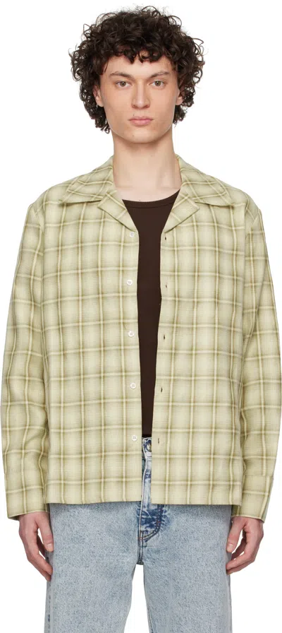 Séfr Ignacio Camp-collar Checked Cotton And Linen-blend Shirt In Yellow
