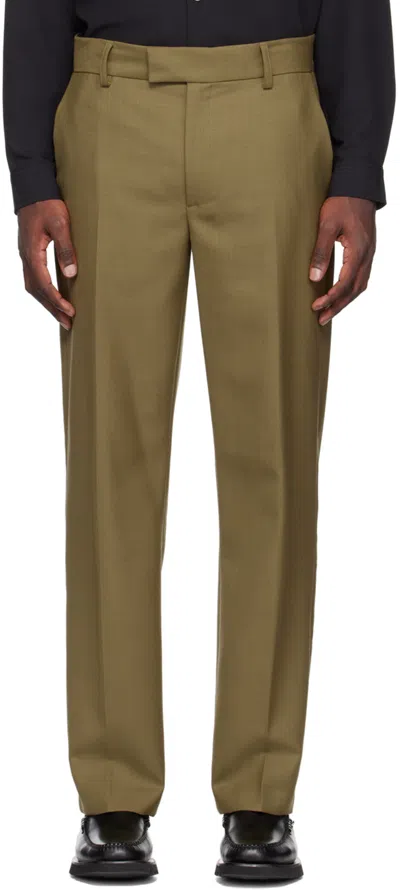 Séfr Mike Pleated Twill Trousers In Acadia Green