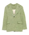 Séfr Lapel Long-sleeved Suit Jacket In Green
