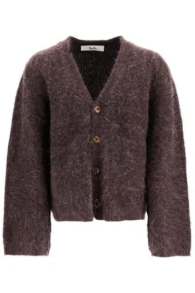 Séfr Lee Cardigan Lilac Melange Alpaca In Purple