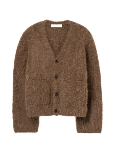 Séfr Lee Brushed Cardigan In Brown