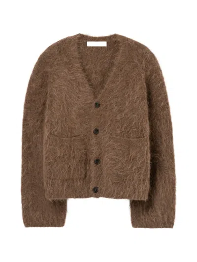 Séfr Lee Brushed Cardigan In Brown