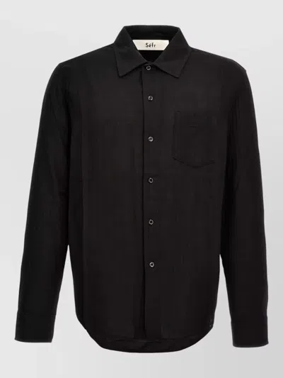Séfr Leo Shirt Button Down Collar Long Sleeves In Black