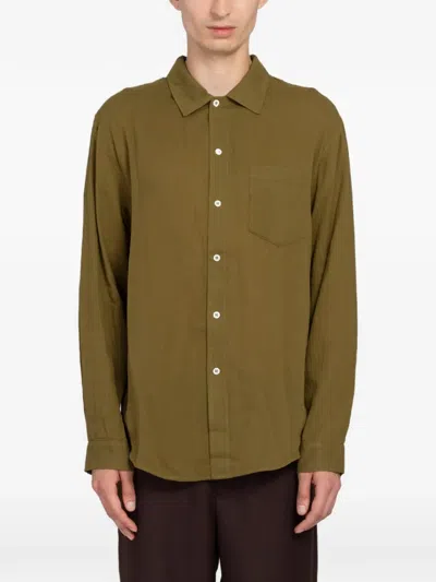 Séfr Leo Slub-texture Shirt In Green