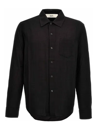 Séfr Leo Voile Shirt Pocket Button In Black