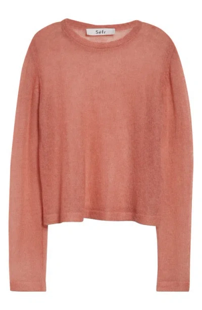 Séfr Les Sheer Kid Mohair Blend Sweater In Rose Sheer Mohair