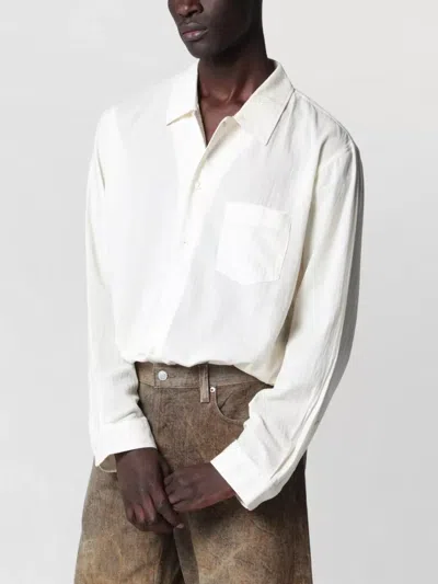 Séfr Long Sleeve Shirt Buttoned Collar Pocket In White