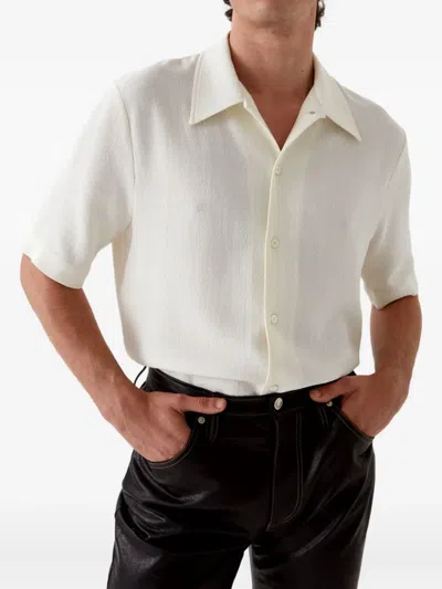 Séfr Mael Textured Short-sleeve Shirt In White