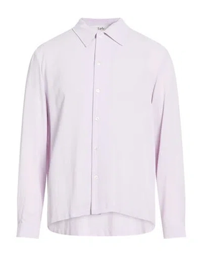 Séfr Man Shirt Lilac Size Xl Viscose, Wool In Purple