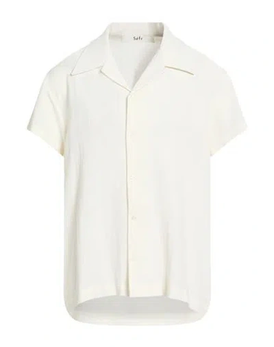 Séfr Man Shirt Off White Size L Viscose, Wool