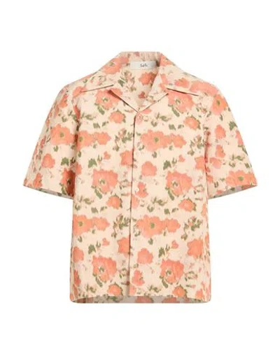Séfr Man Shirt Orange Size L Rayon, Polyester In Multi