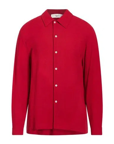 Séfr Man Shirt Red Size Xl Viscose, Wool