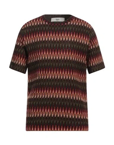 Séfr Man Sweater Burgundy Size L Acrylic, Polyester, Elastane In Red