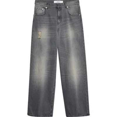 Séfr Mass Distressed Relaxed Straight Leg Jeans In Gray