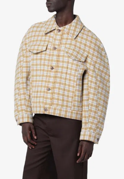 Séfr Matthieu Checked Buttoned Jacket In Beige
