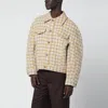 Séfr Matthieu Jacket In Checked Wool Cloth In Neutral