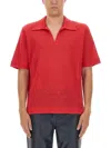 Séfr Textured Open Collar Regular Fit Shirt In Red