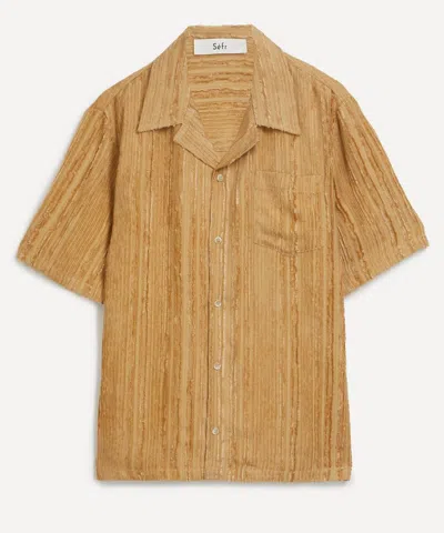 Séfr Sefr Mens Dalian Short-sleeve Shirt In Beige