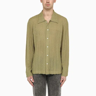 Séfr Mint-coloured Wool Knit Riku Shirt In Beige