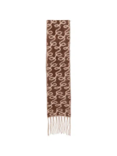 Séfr Monogram Fringe Scarf In Brown