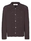 Séfr Myles Brown Knitted Cotton Shirt In Brown