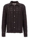 Séfr Myles Brown Knitted Cotton Shirt In Brown