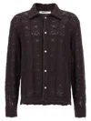 Séfr Myles Brown Knitted Cotton Shirt In Brown