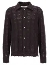 Séfr Myles Brown Knitted Cotton Shirt In Black