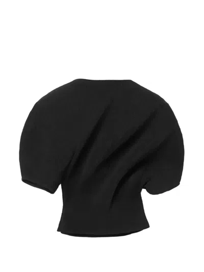 Séfr Naomi Draped Crinkled Blouse In Black