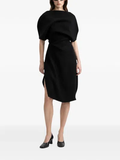 Séfr Naomi Draped Midi Dress In Black