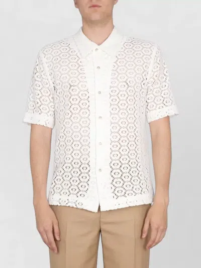 Séfr Noam Shirt Straight Cut Lace Short Sleeves In White