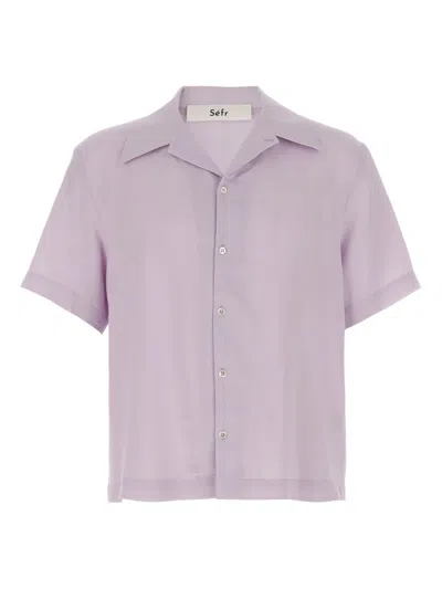 Séfr Noam Short-sleeve Button-up Shirt In Purple