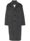 Séfr Long Wool Blend Coat Single Breasted In Grey