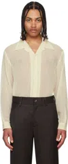 Séfr Jagou Camp-collar Open-knit Merino Wool-gauze Shirt In Old White Pleat