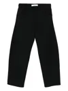 Séfr Cropped Wide-leg Pants With Five-pocket Design And Distinctive Branding In Black