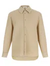 Séfr Sefr Waffle Knit Pointed Collar Button Closure Long Cuffed Sleeves Shirt In Brown