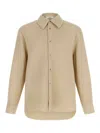 Séfr Sefr Waffle Knit Pointed Collar Button Closure Long Cuffed Sleeves Shirt In Nude